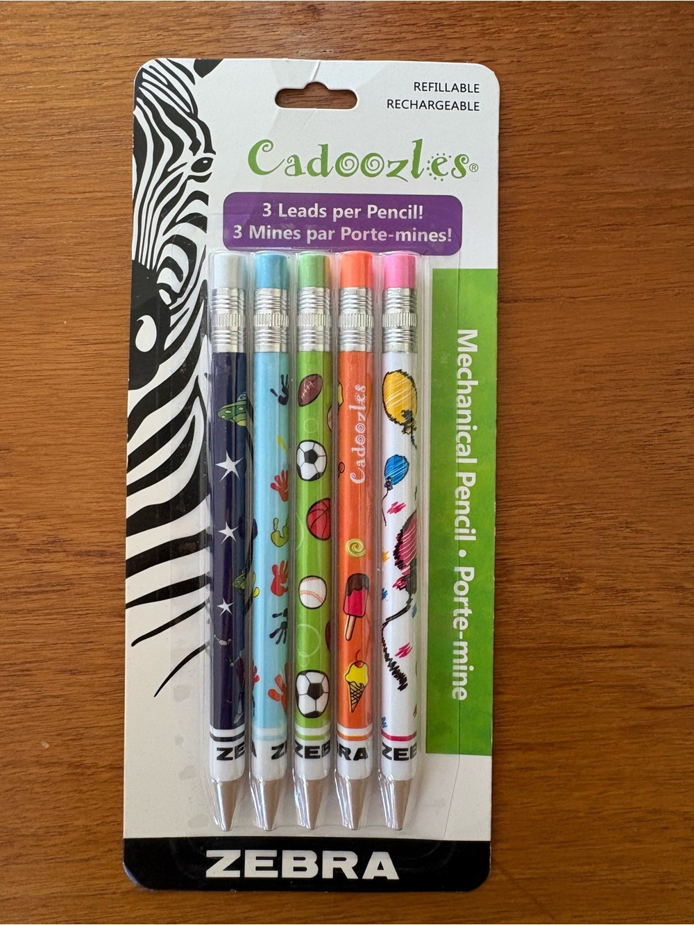 Zebra Cadoozles Decorative Mechanical Pencils - Multi Color (5 Pack)